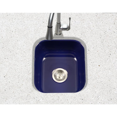 Houzer NB Porcela Series Porcelain Enamel Steel Undermount Bar/Prep Sink, Navy Blue Kitchen Sink - Undermount Houzer